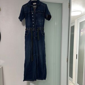 Free People Denim Short-Sleeve Button-Up Dress